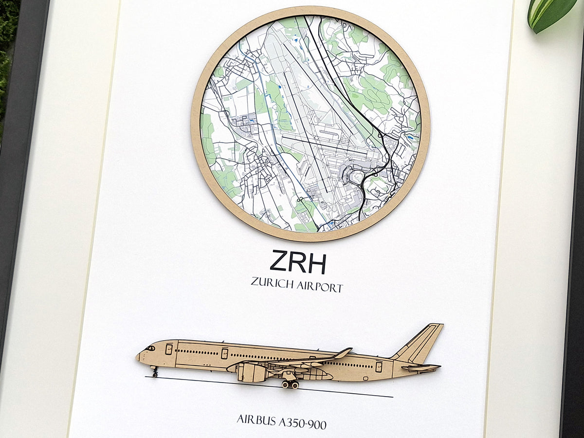 Custom Airport Map & Aircraft Art - LARGE