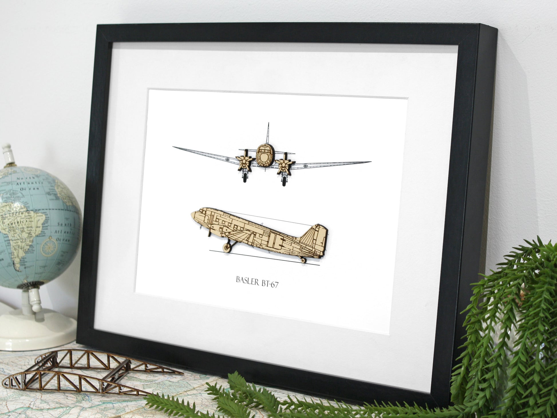 Basler BT-67 aviation blueprint art