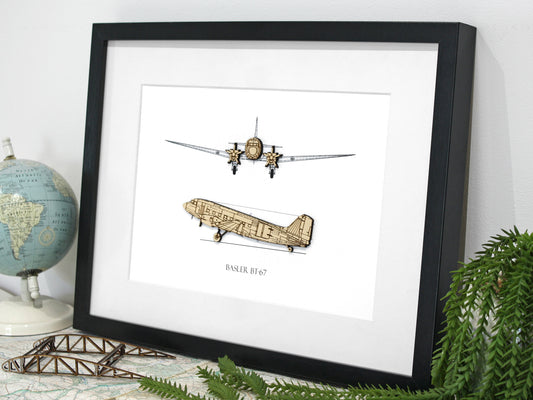 Basler BT-67 aviation blueprint art