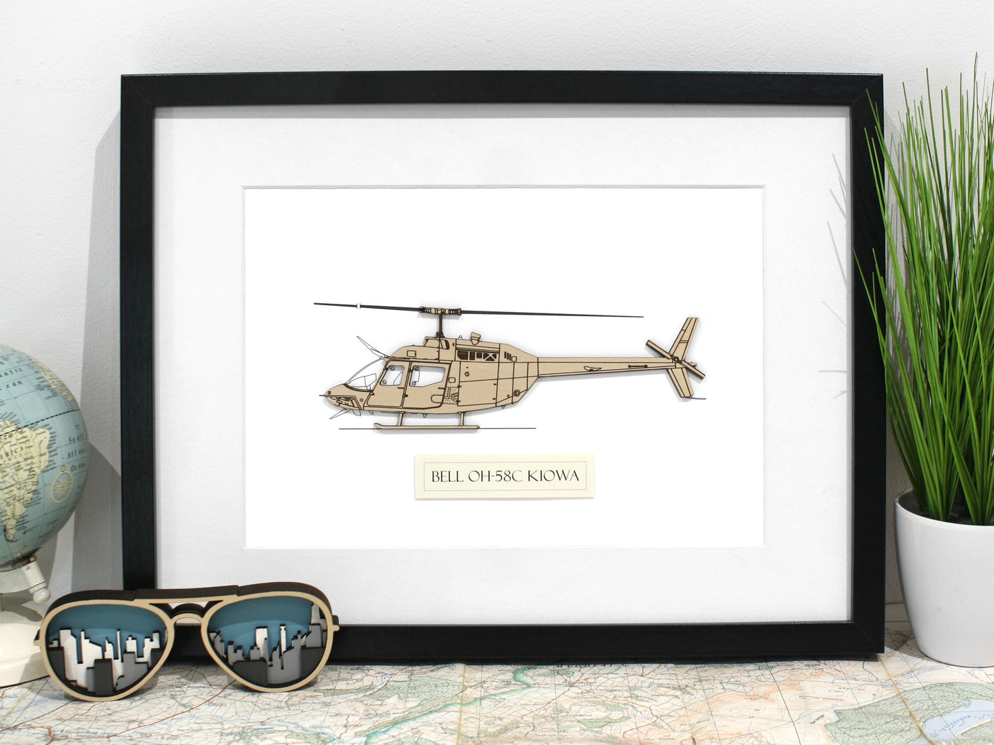 Bell OH-58C Kiowa helicopter blueprint art