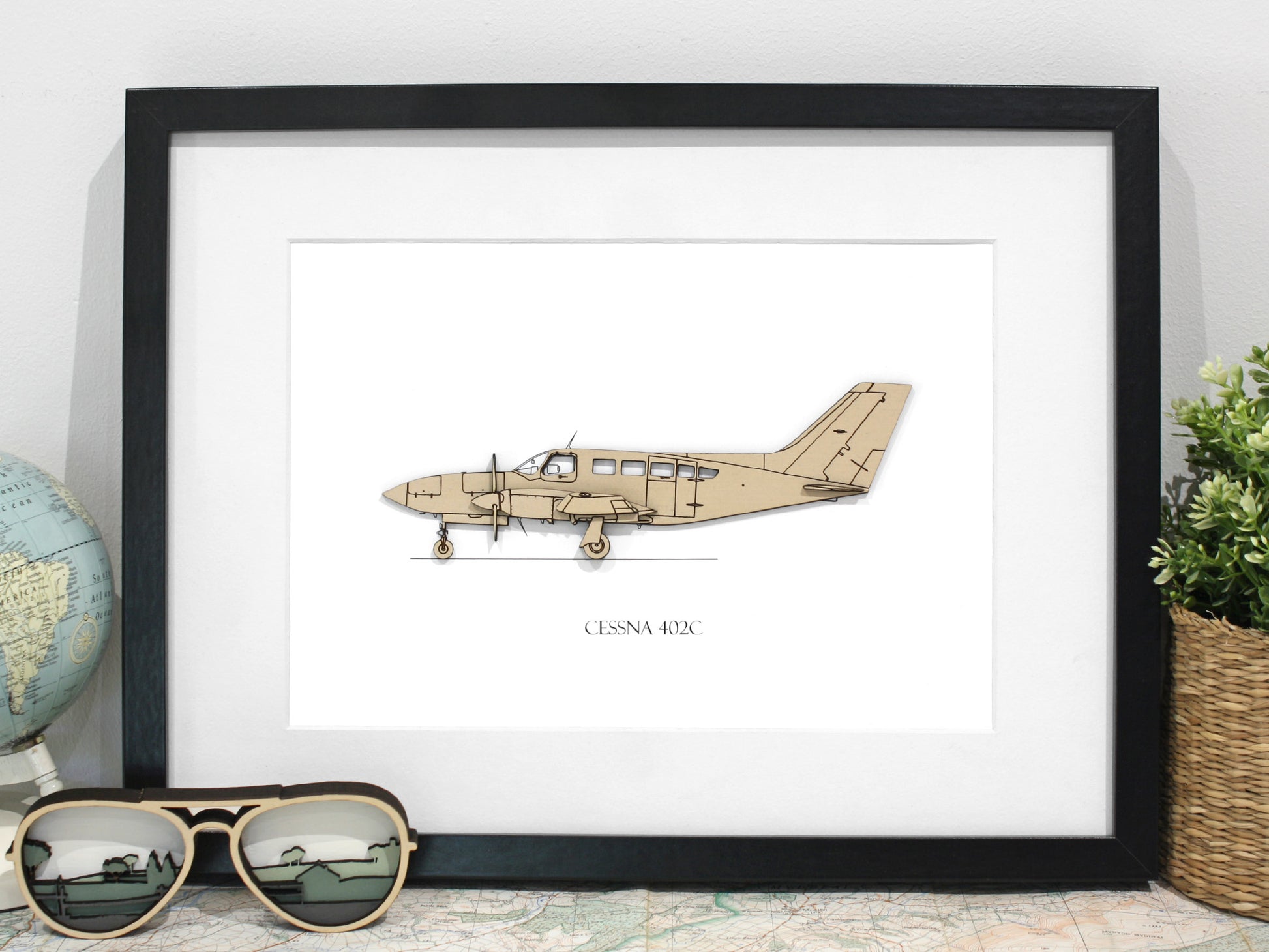 Cessna 402C blueprint art