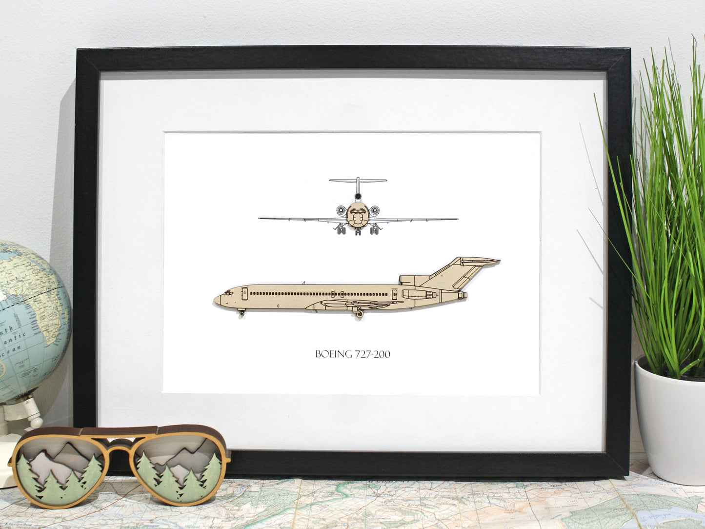 Boeing 727-200 blueprint art