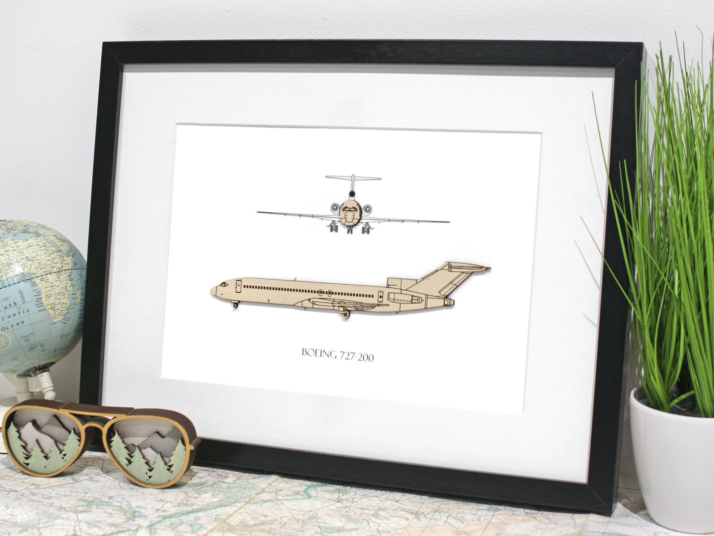 Boeing 727-200 blueprint art