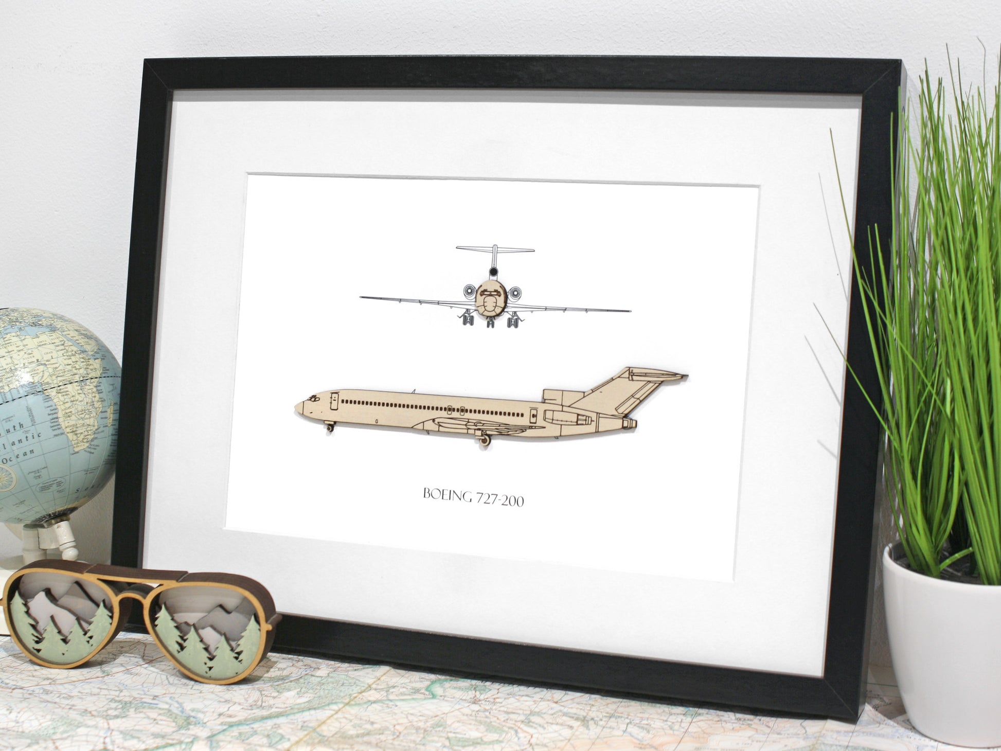 Boeing 727-200 blueprint art