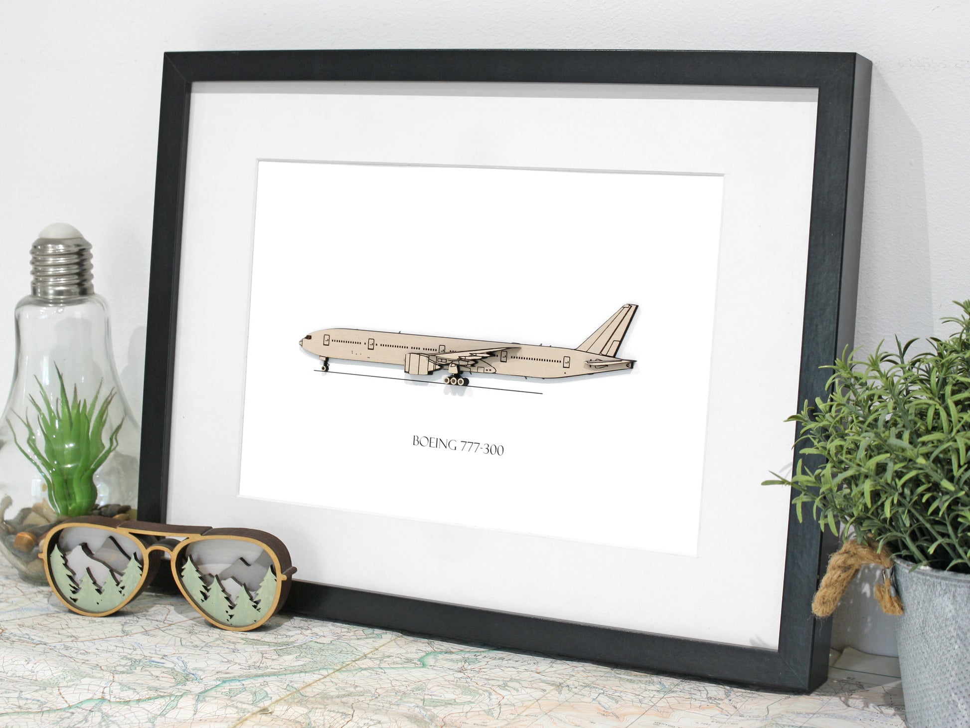 Boeing 777-300 blueprint art