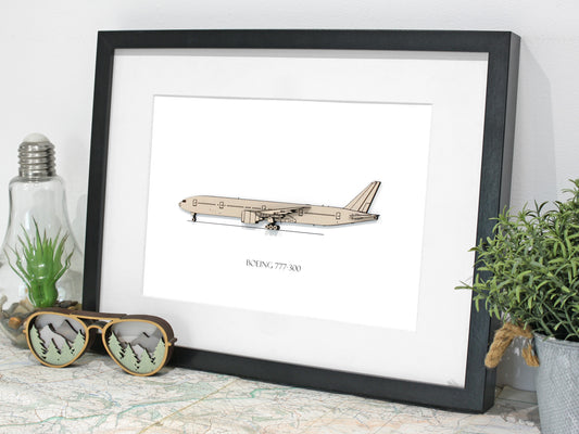 Boeing 777-300 blueprint art