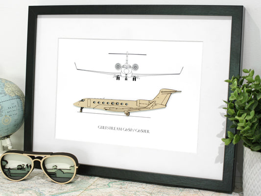 Gulfstream G650 aircraft blueprint art