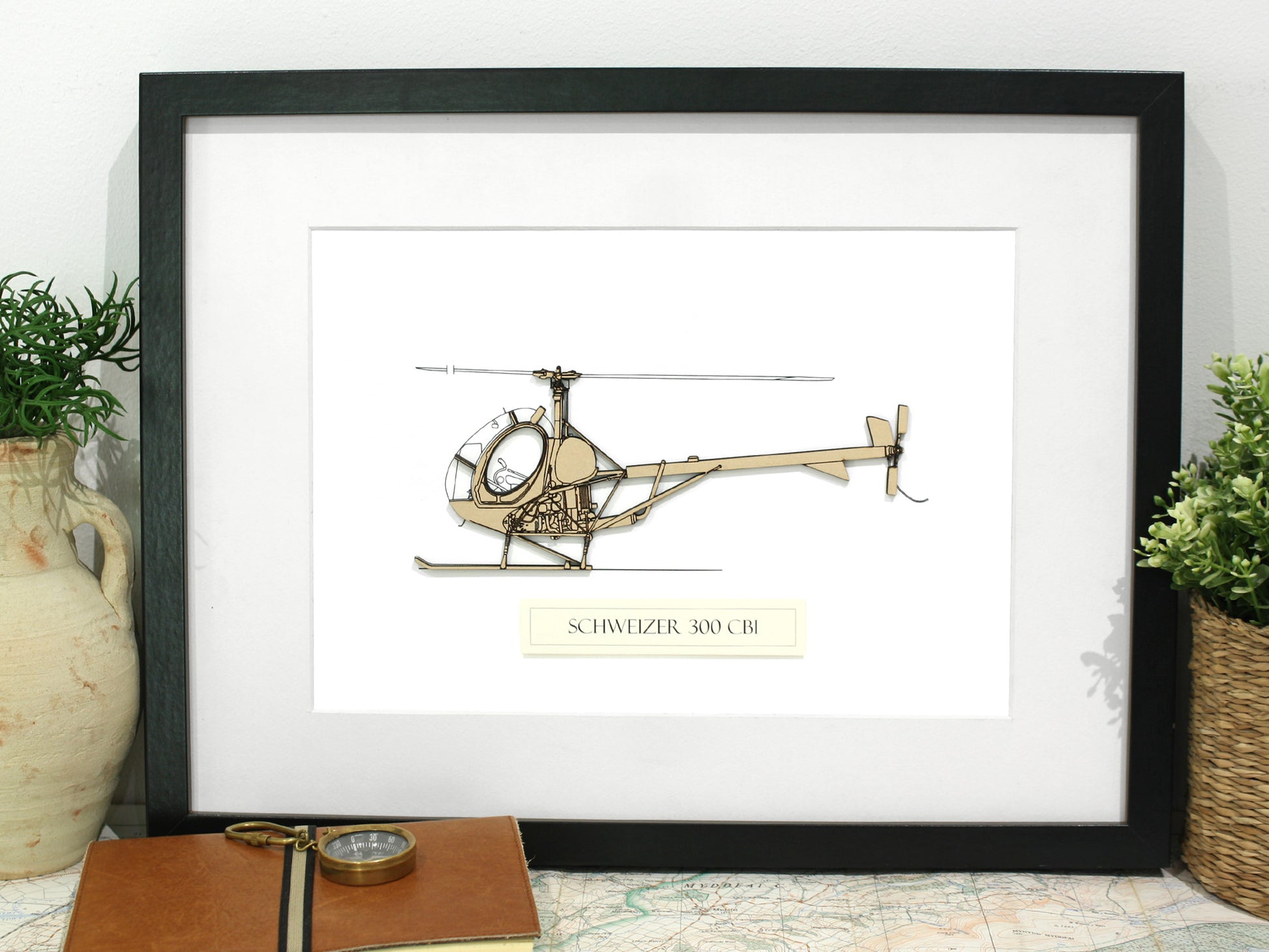 Schweizer 300 CBi helicopter blueprint art