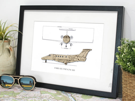 Embraer Phenom 300 blueprint art