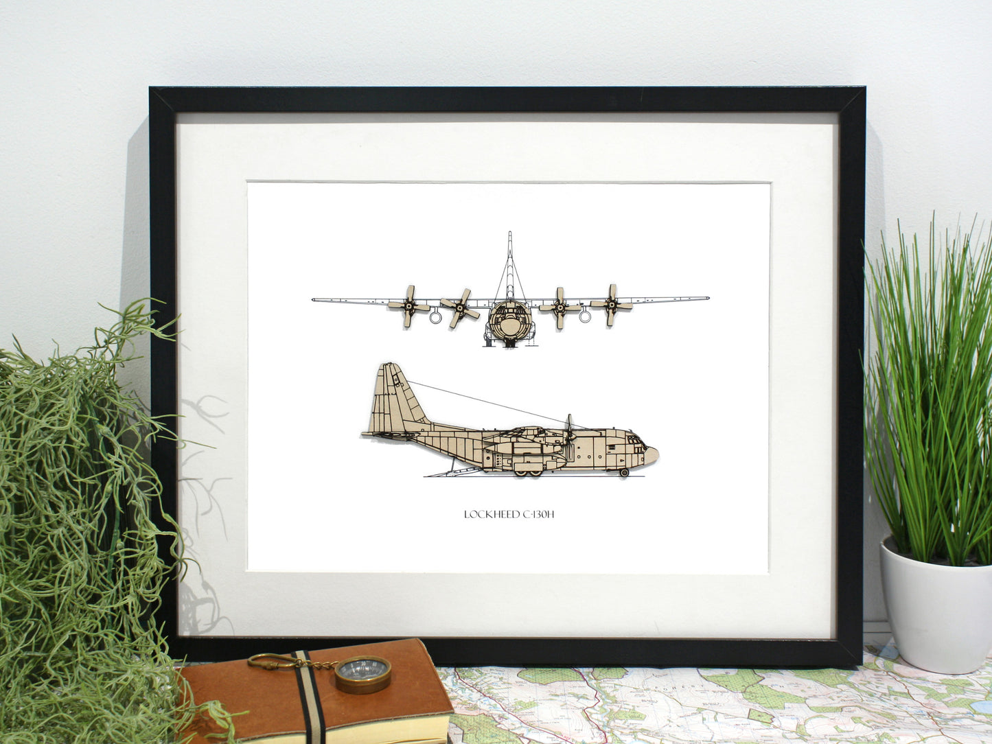 Lockheed C-130H blueprint art