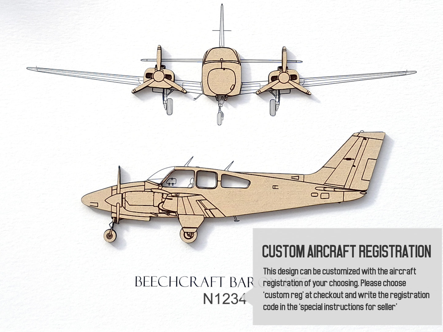 Beechcraft Baron E55 aviation art