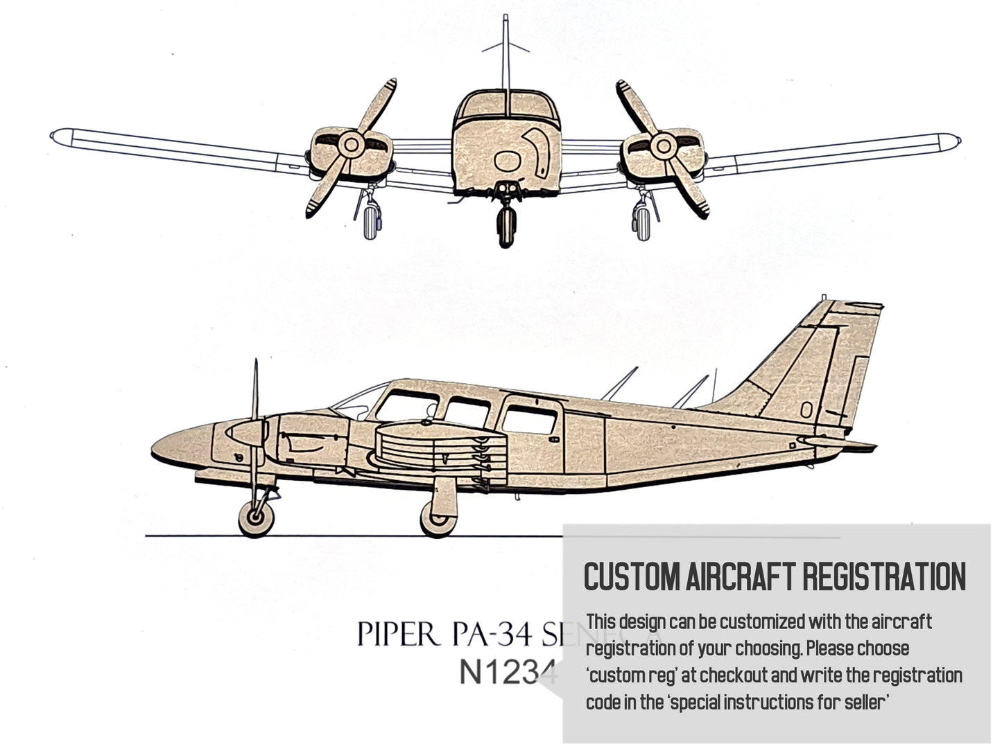 Piper PA-34 Seneca custom aviation art
