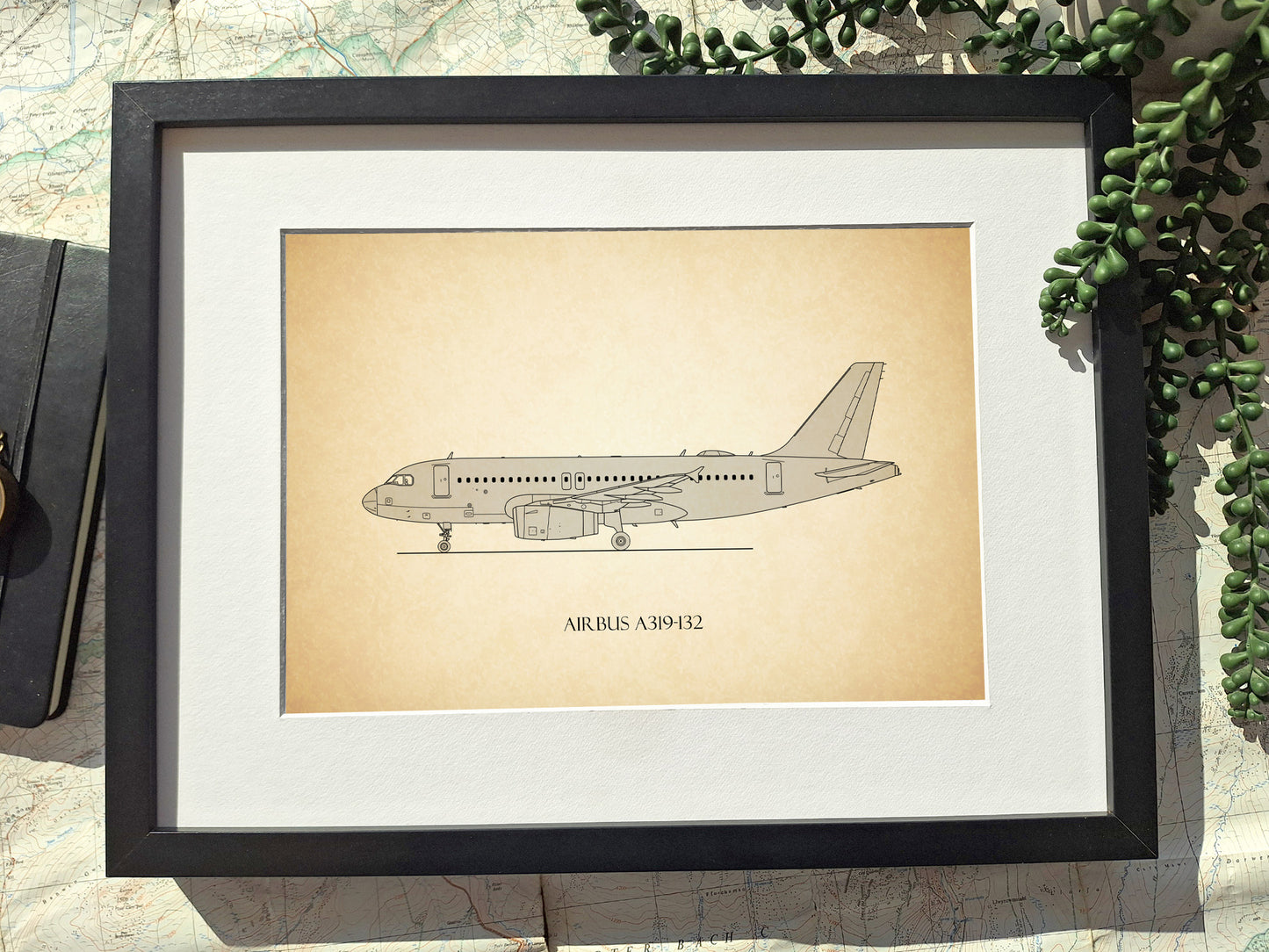 Airbus A319-132 blueprint art