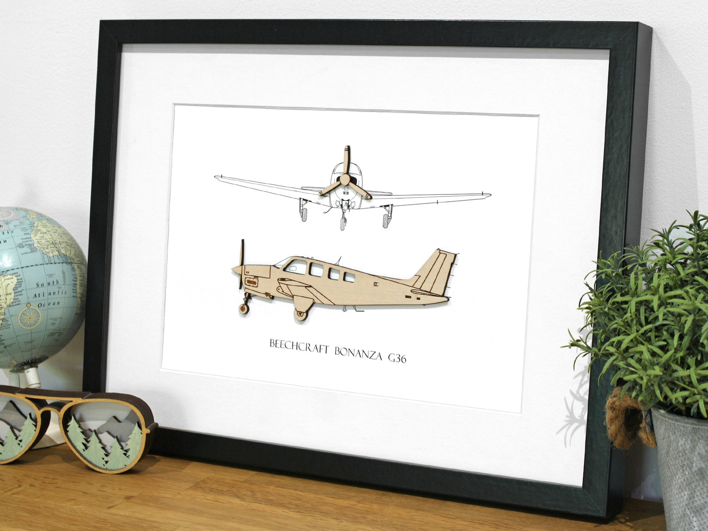 Beechcraft Bonanza G36 blueprint art
