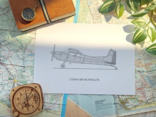 Cessna 185 Skywagon blueprint art