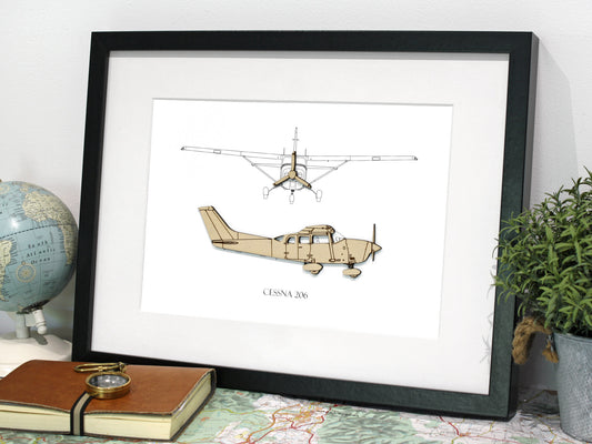 Cessna 206 blueprint art