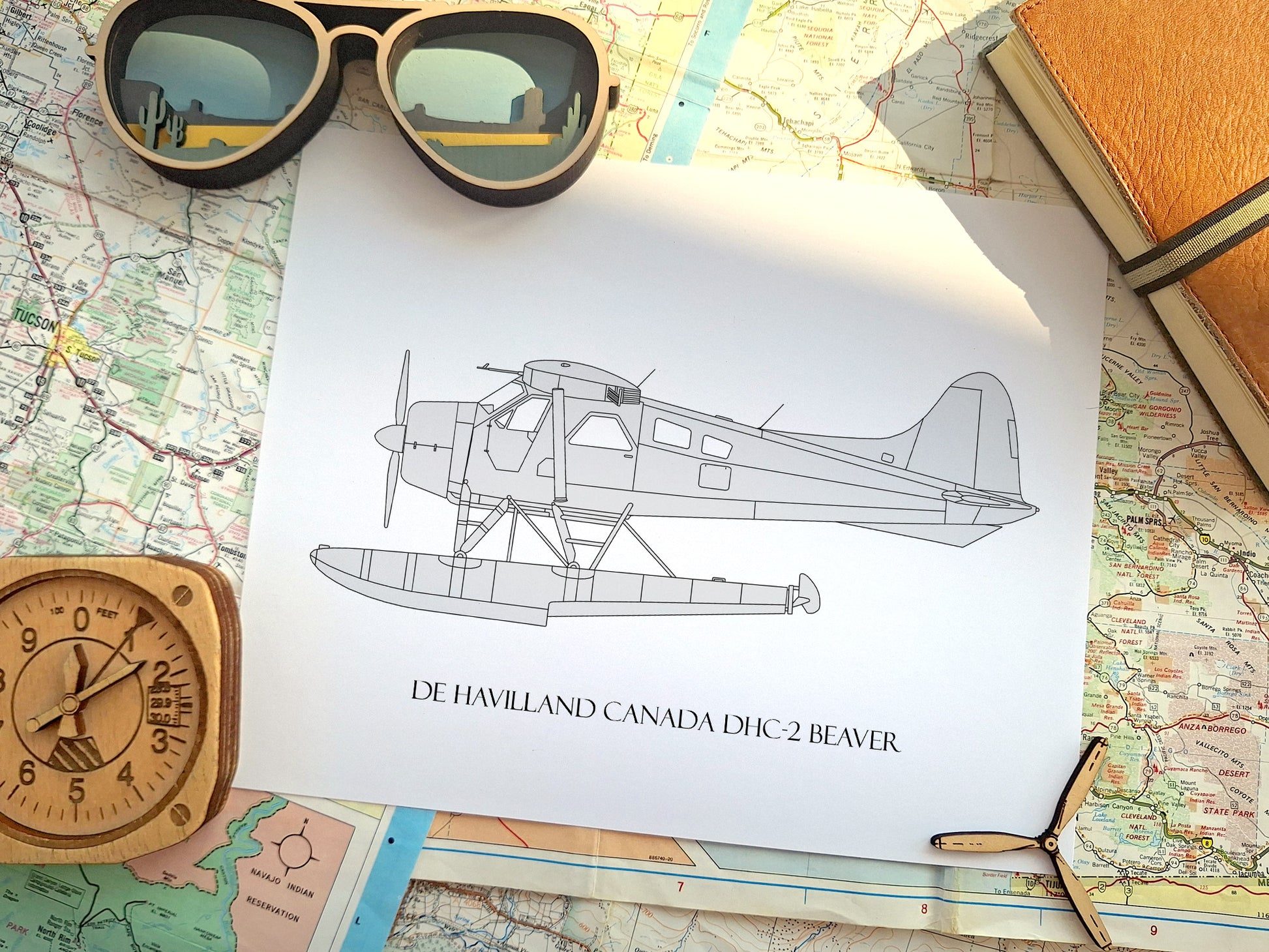 DHC-2 Beaver Floatplane blueprint art