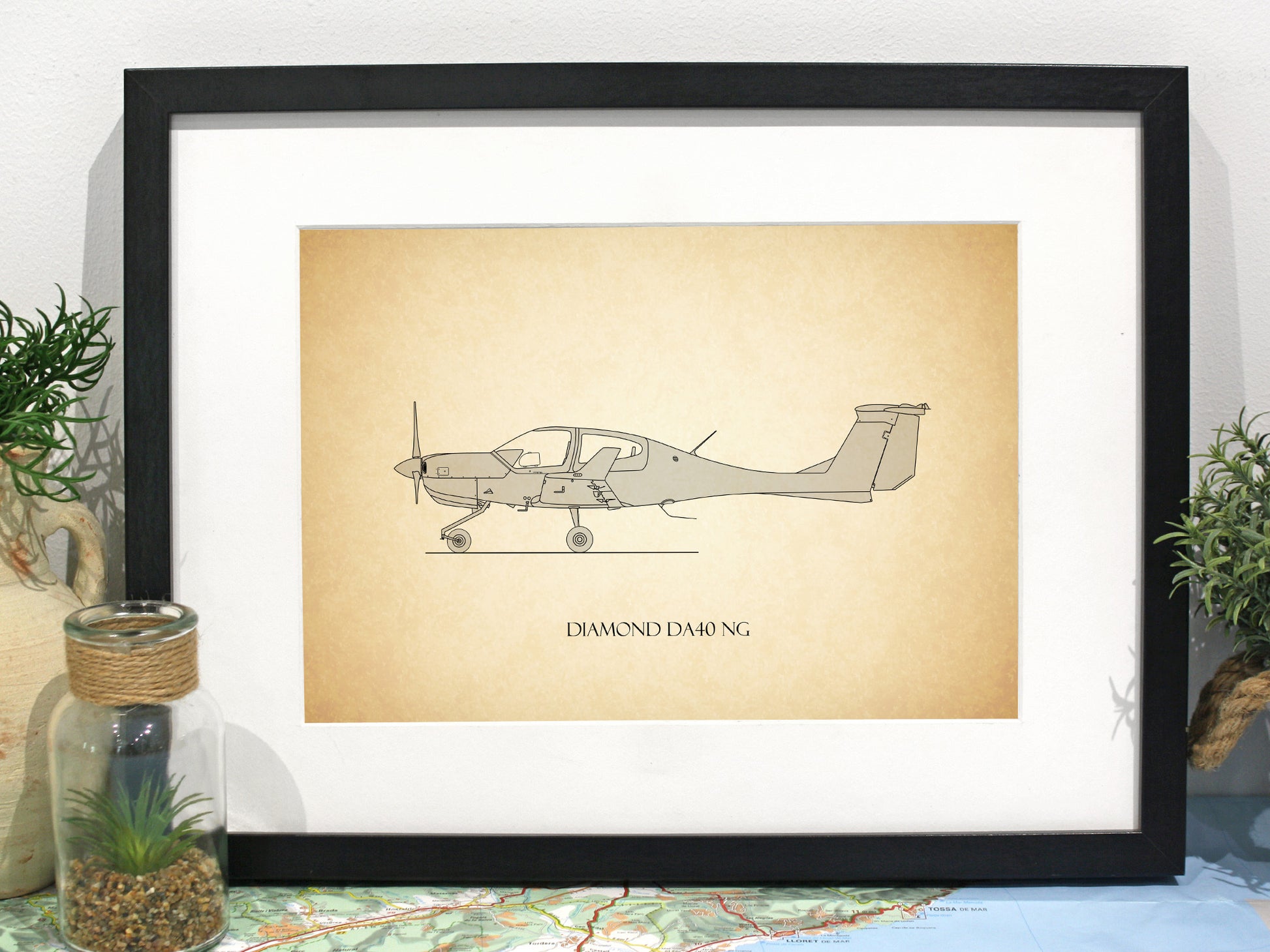Diamond DA40 NG aircraft blueprint art