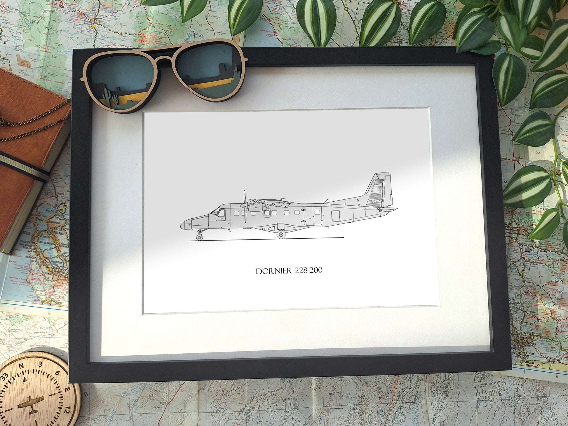 Dornier 228-200 aircraft blueprint art