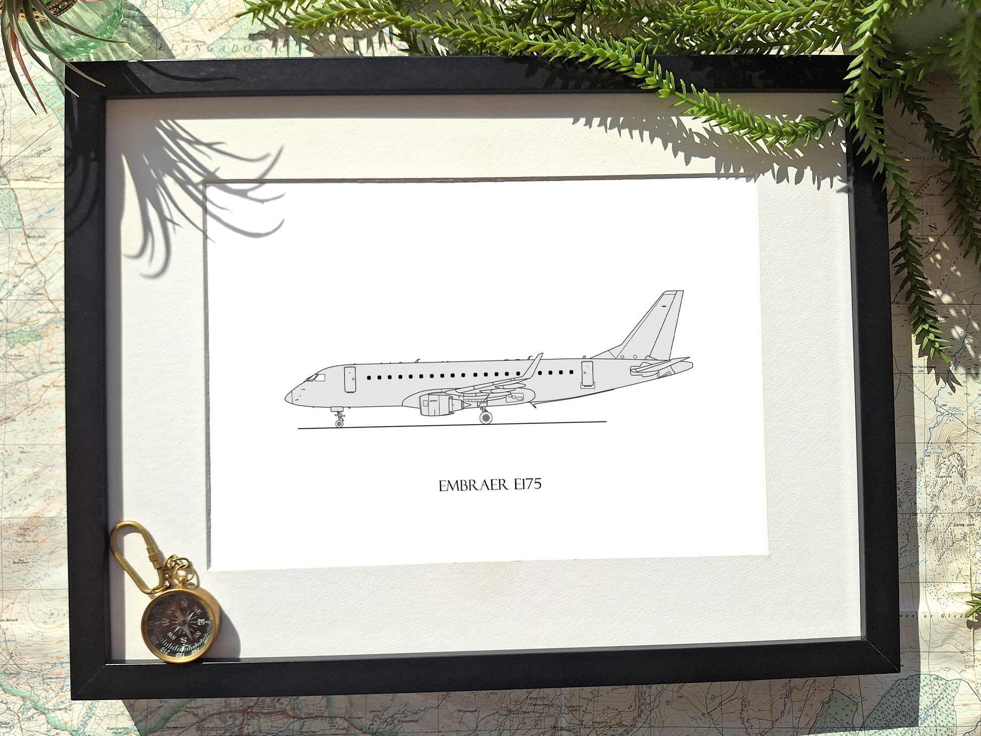 Embraer E175 blueprint aviation art