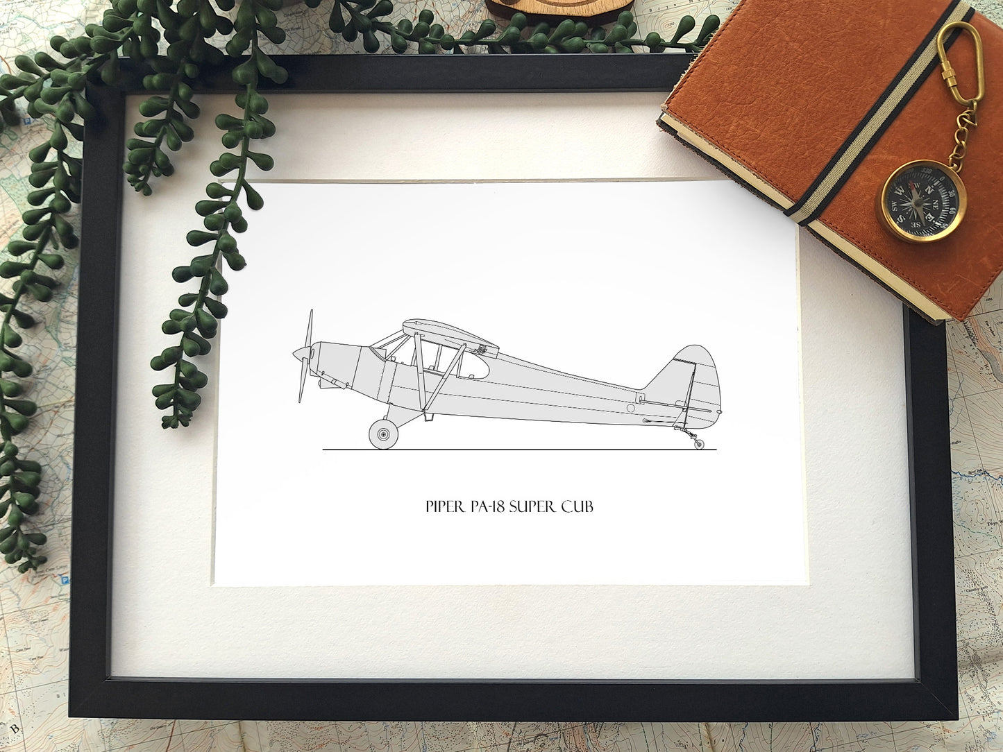 Piper PA-18 Super Cub blueprint art