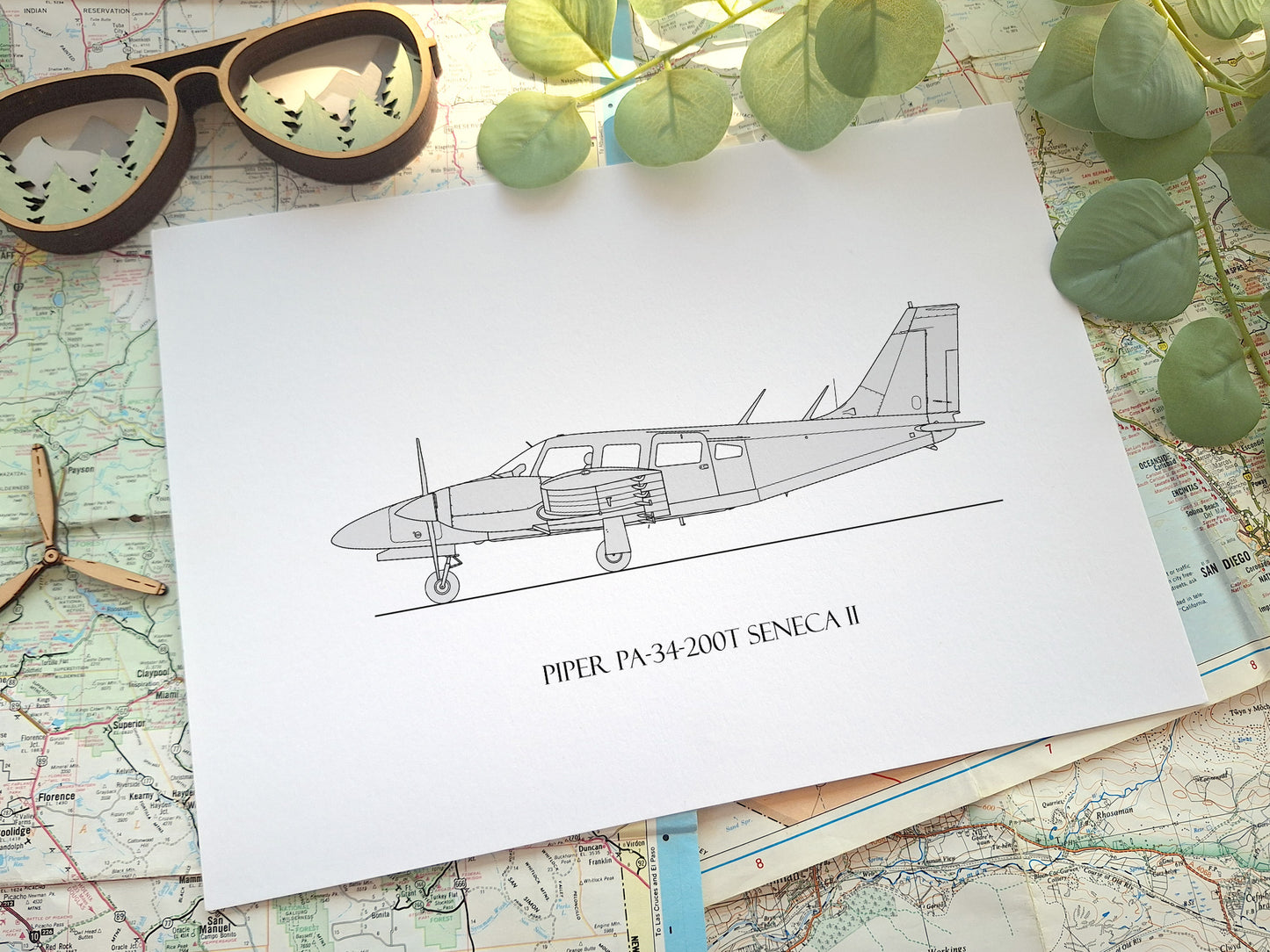 Piper PA-34-200T Seneca II aviation art