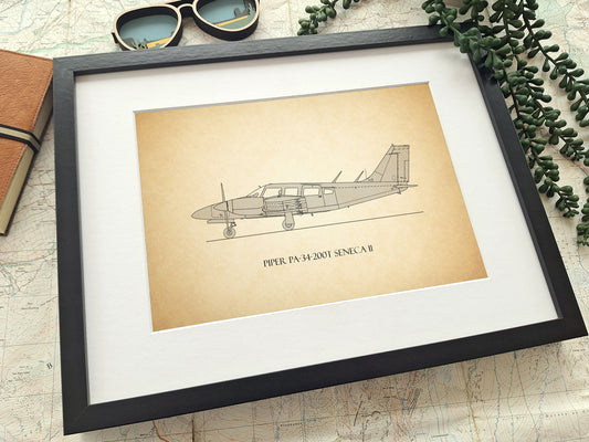 Piper PA-34-200T Seneca II blueprint art
