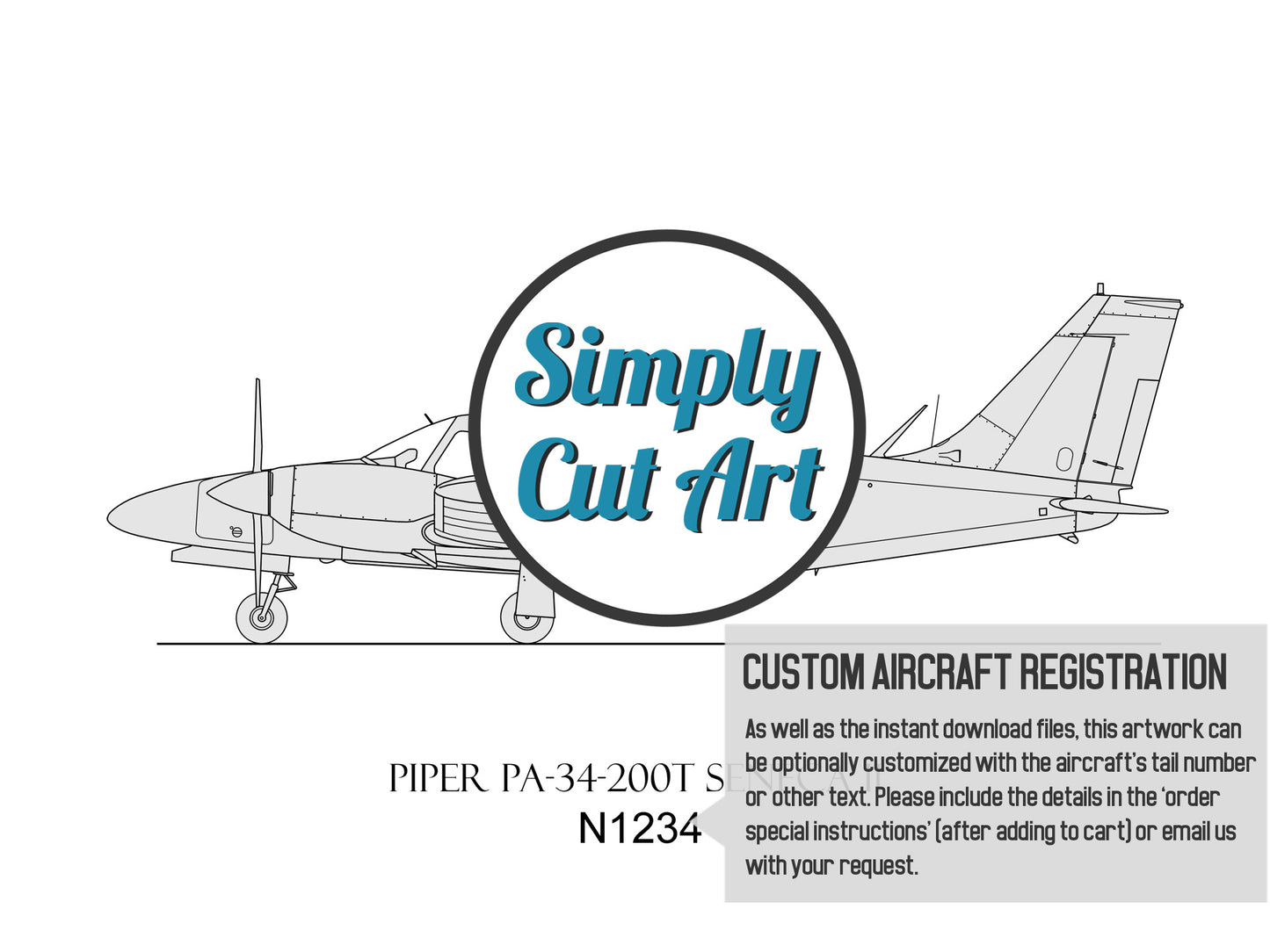 Piper PA-34-200T Seneca II custom pilot gifts
