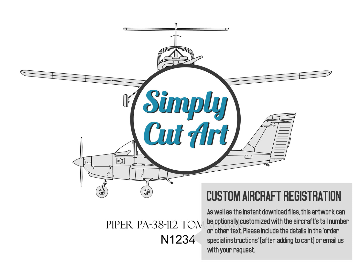 Piper PA-38-112 Tomahawk custom aviation art