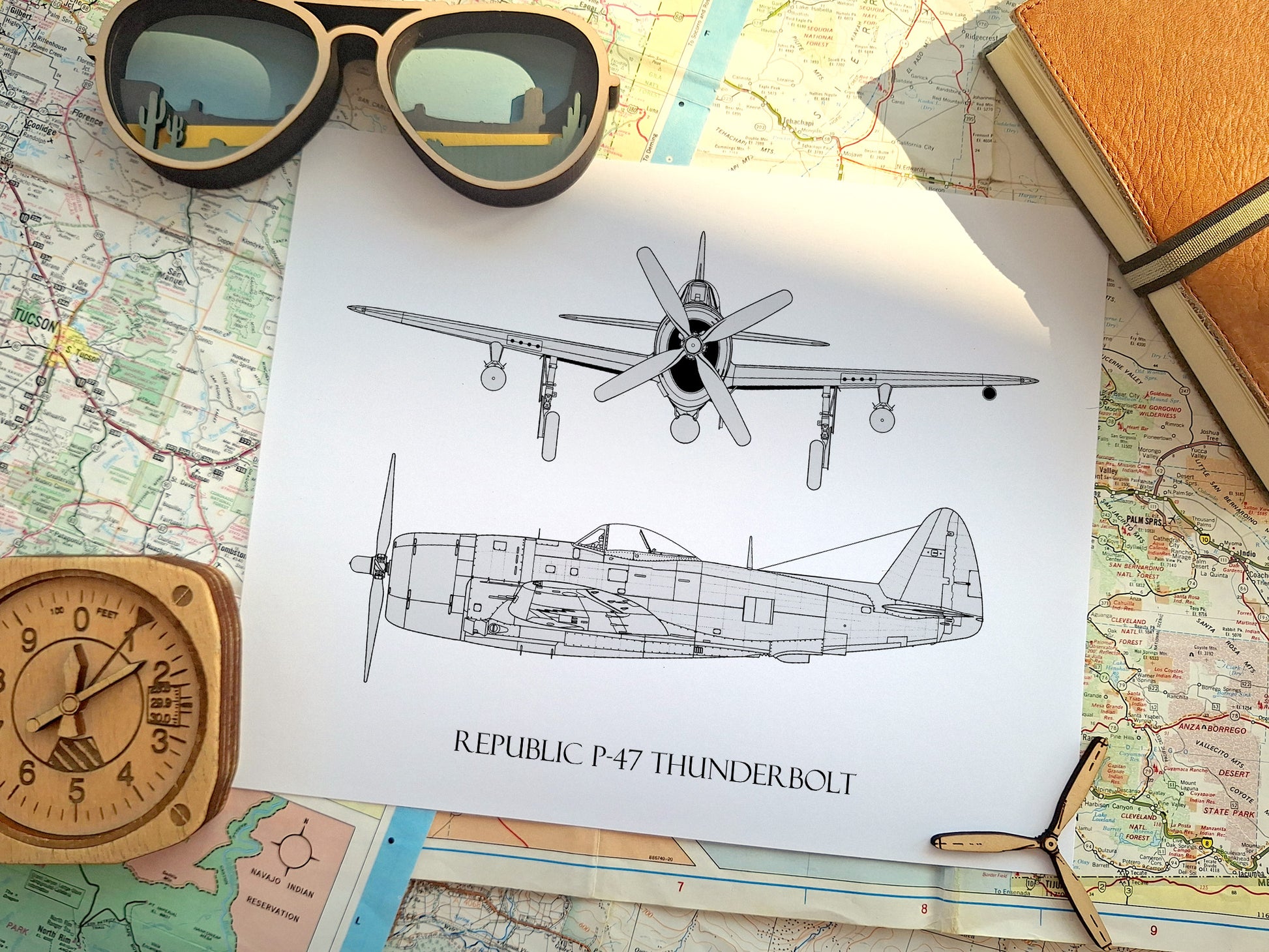 Republic P-47 Thunderbolt blueprint art