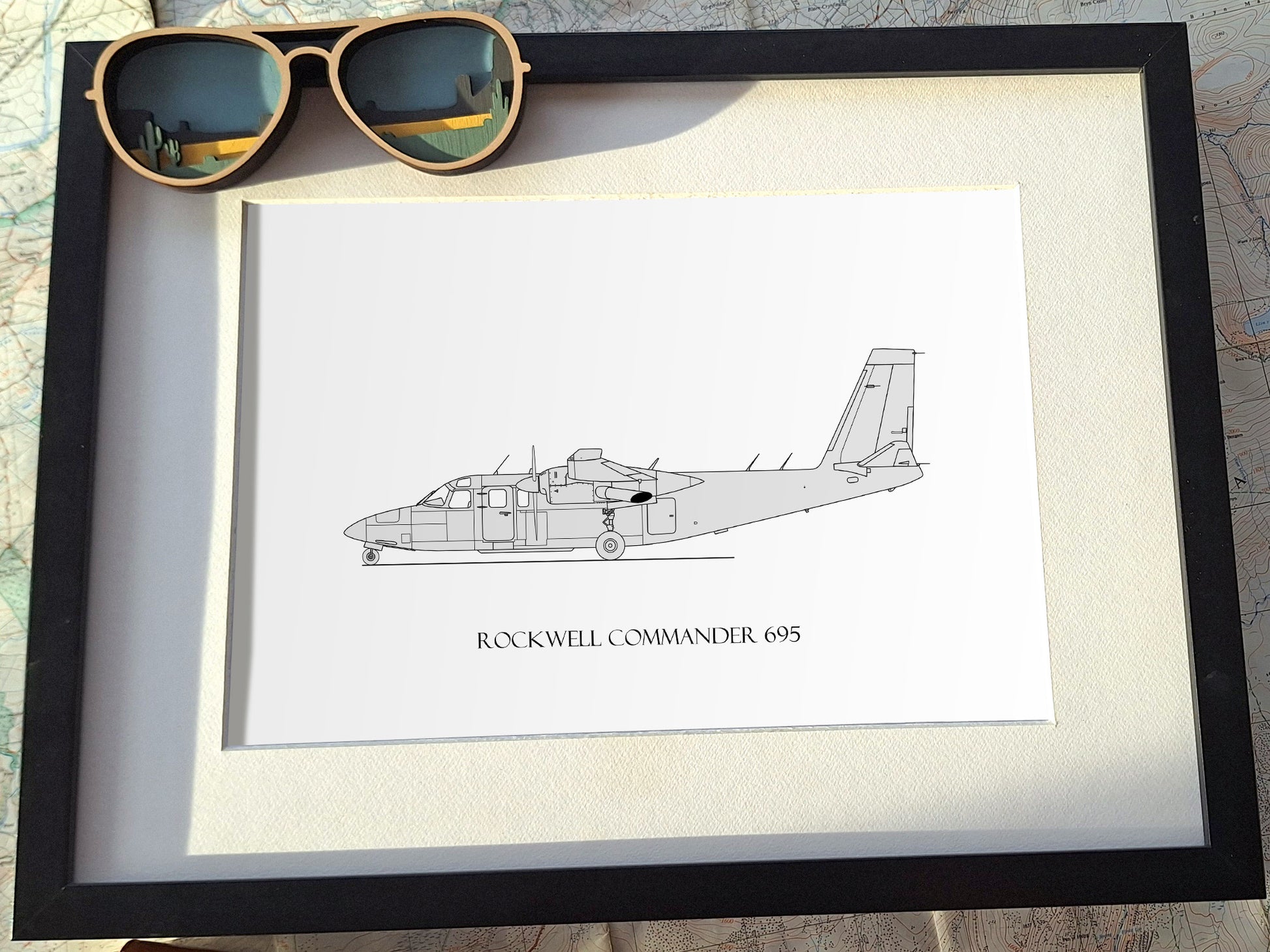 Rockwell Commander 695 aviation art