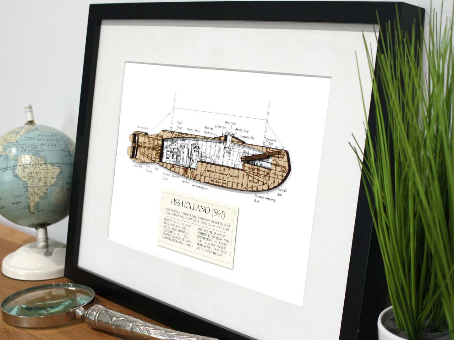 USS Holland submarine wall art