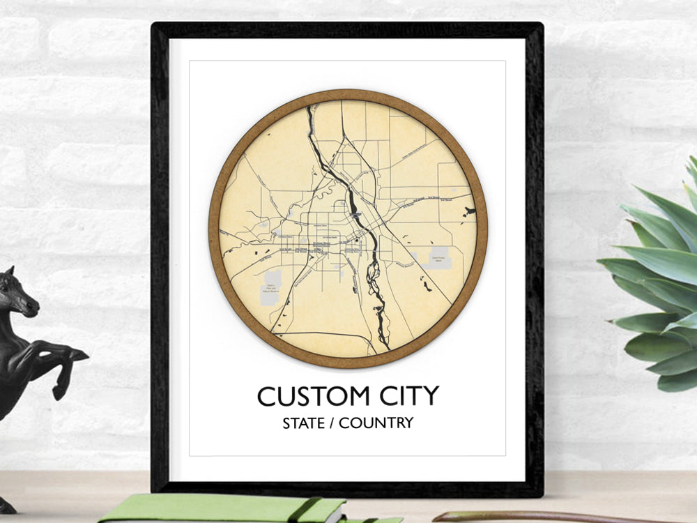 custom map, vintage style