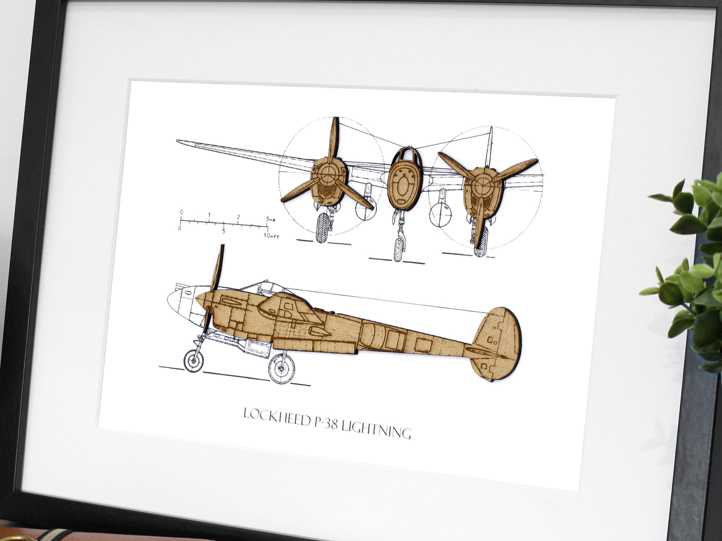 Lockheed P-38 Lightning blueprint art