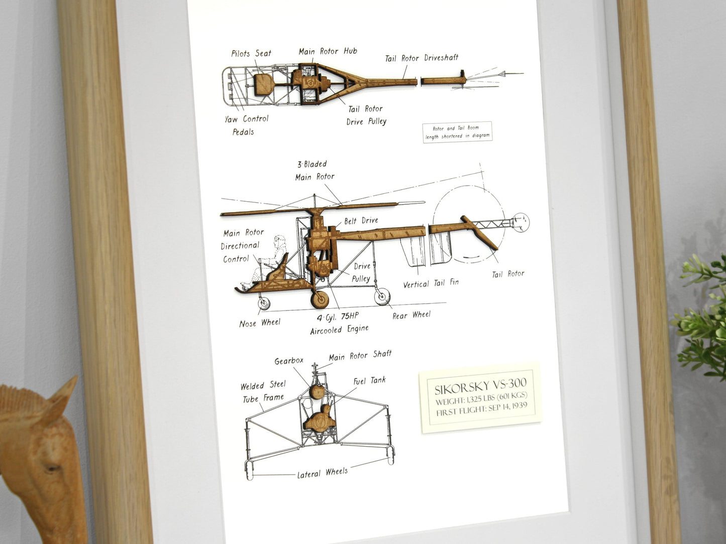 Helicopter blueprint home decor wall art