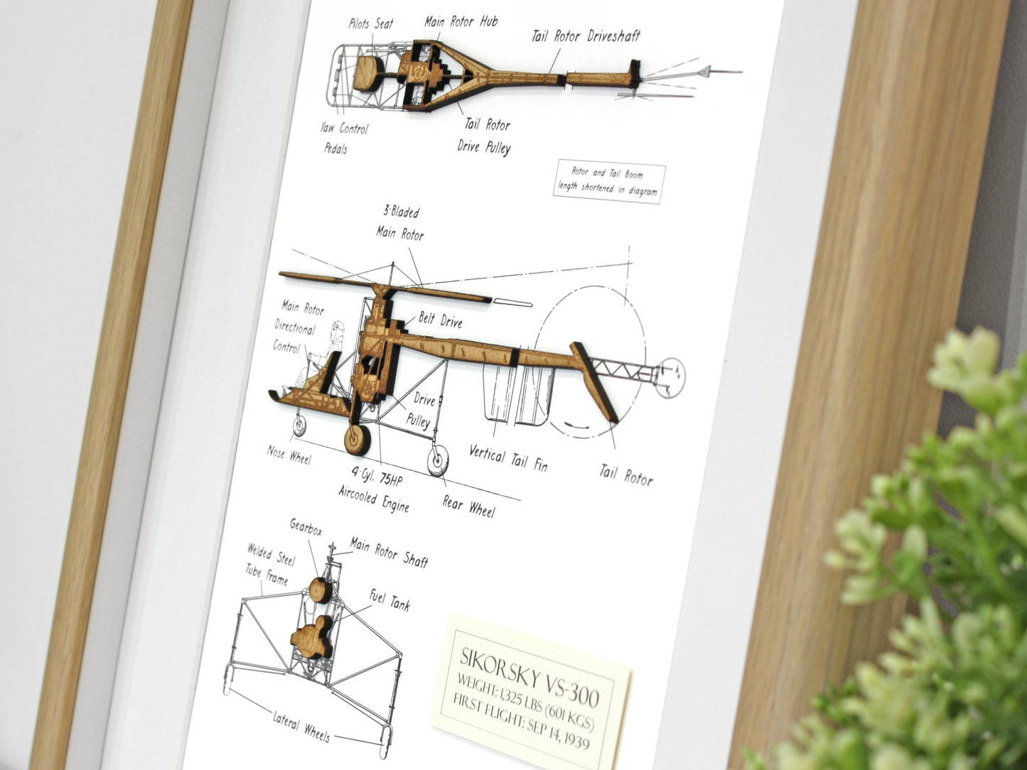 Sikorsky VS-300 helicopter blueprint art