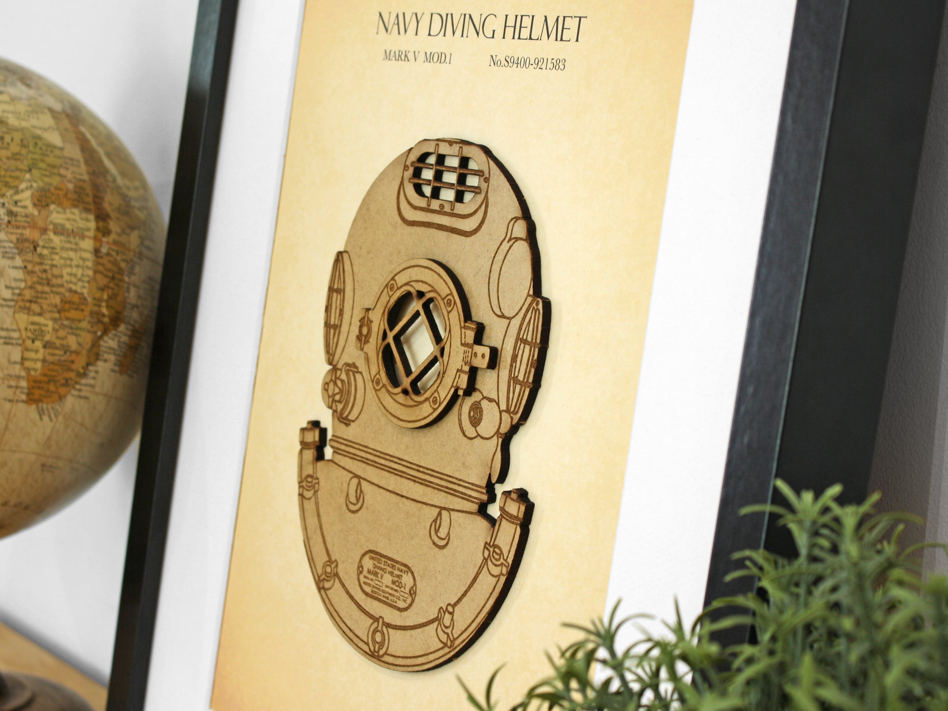 Nautical decor, divers helmet art