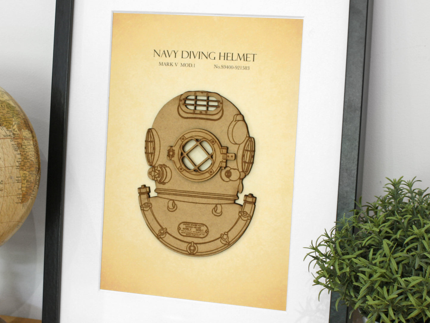 vintage navy diving helmet art