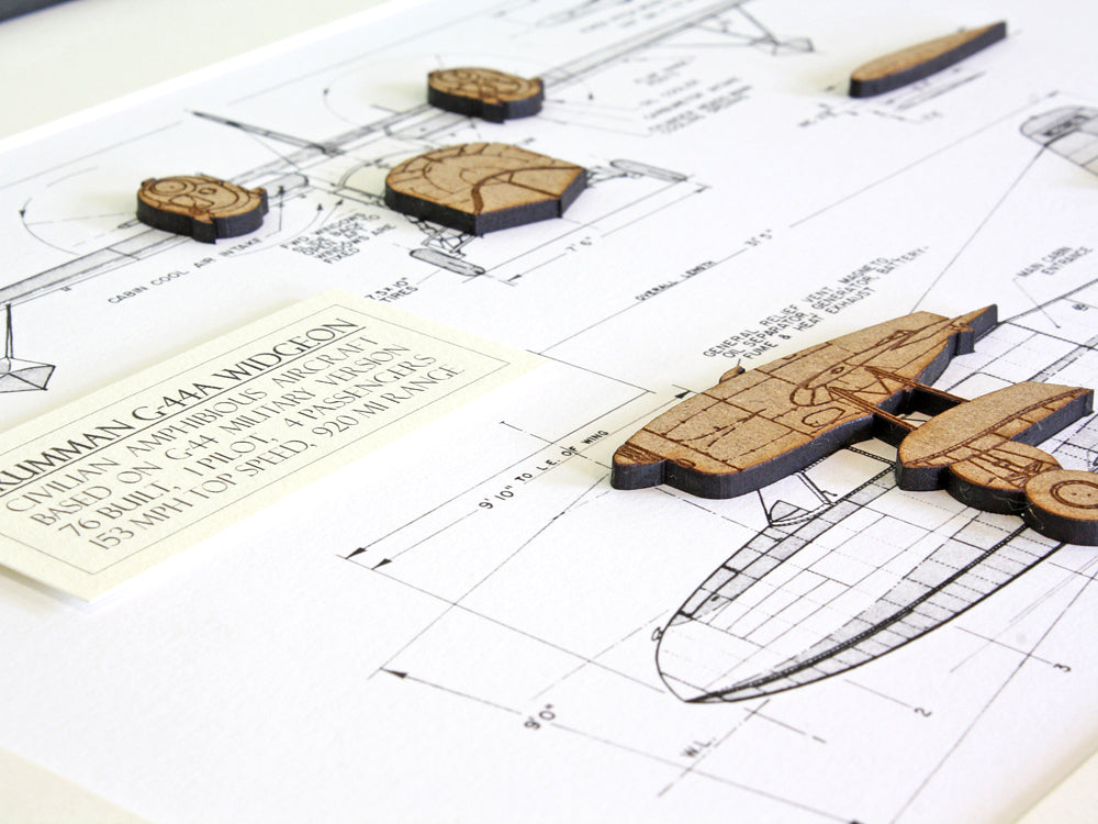 Grumman Widgeon aircraft blueprint wall art