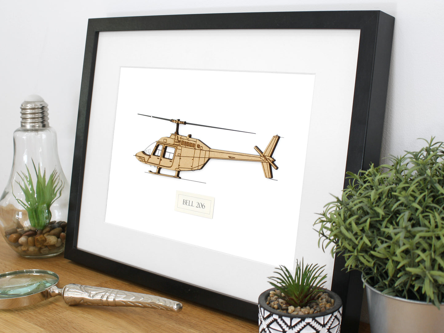 Bell 206 helicopter blueprint art