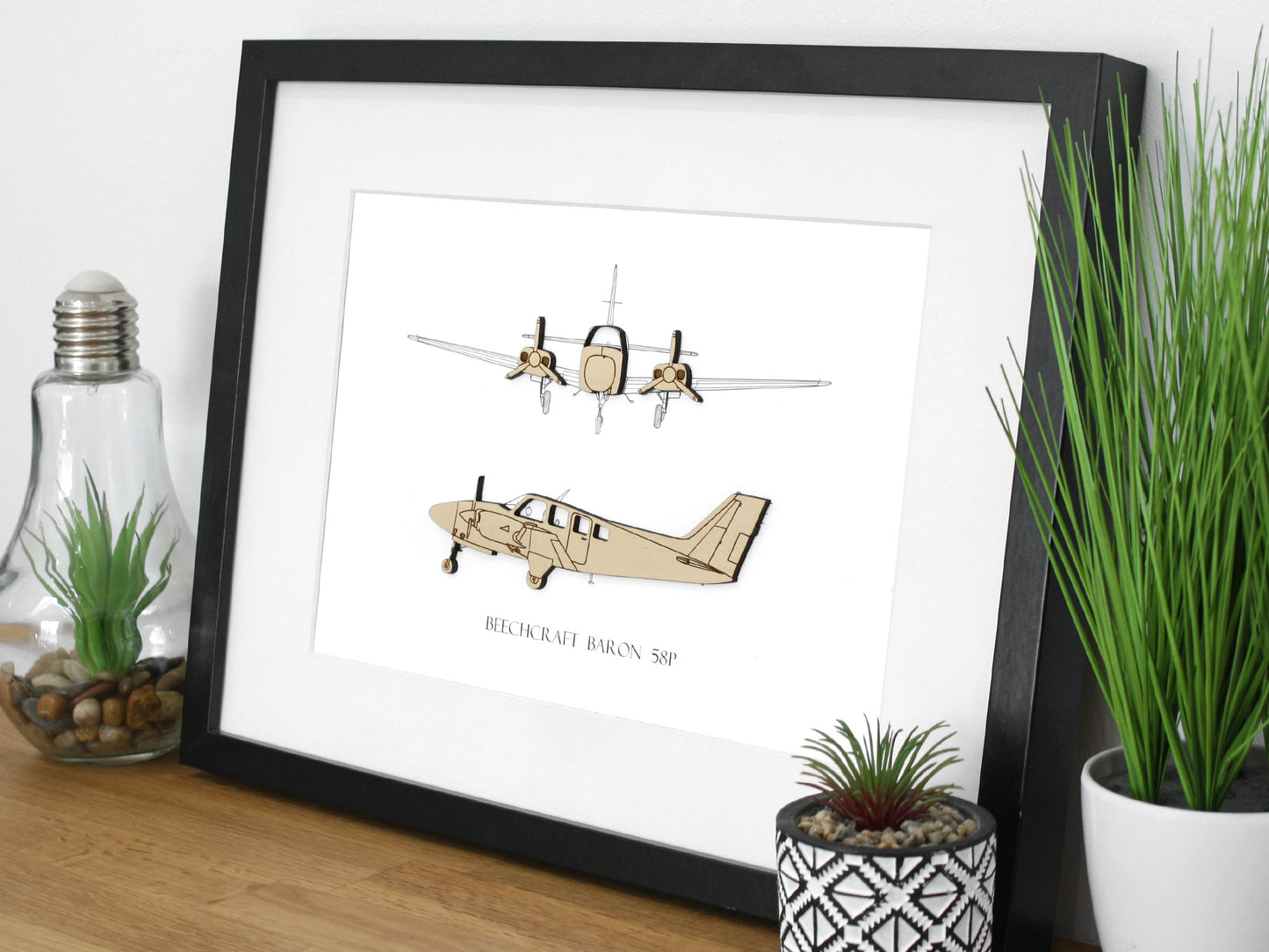 Beechcraft Baron 58P blueprint art