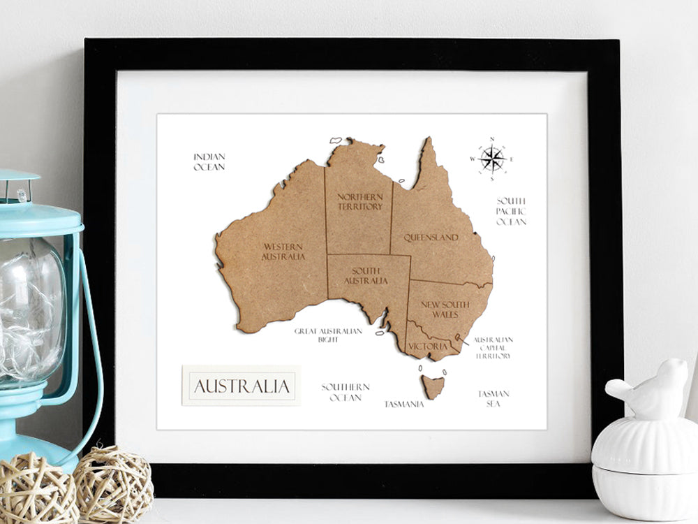 wood map of Australia art