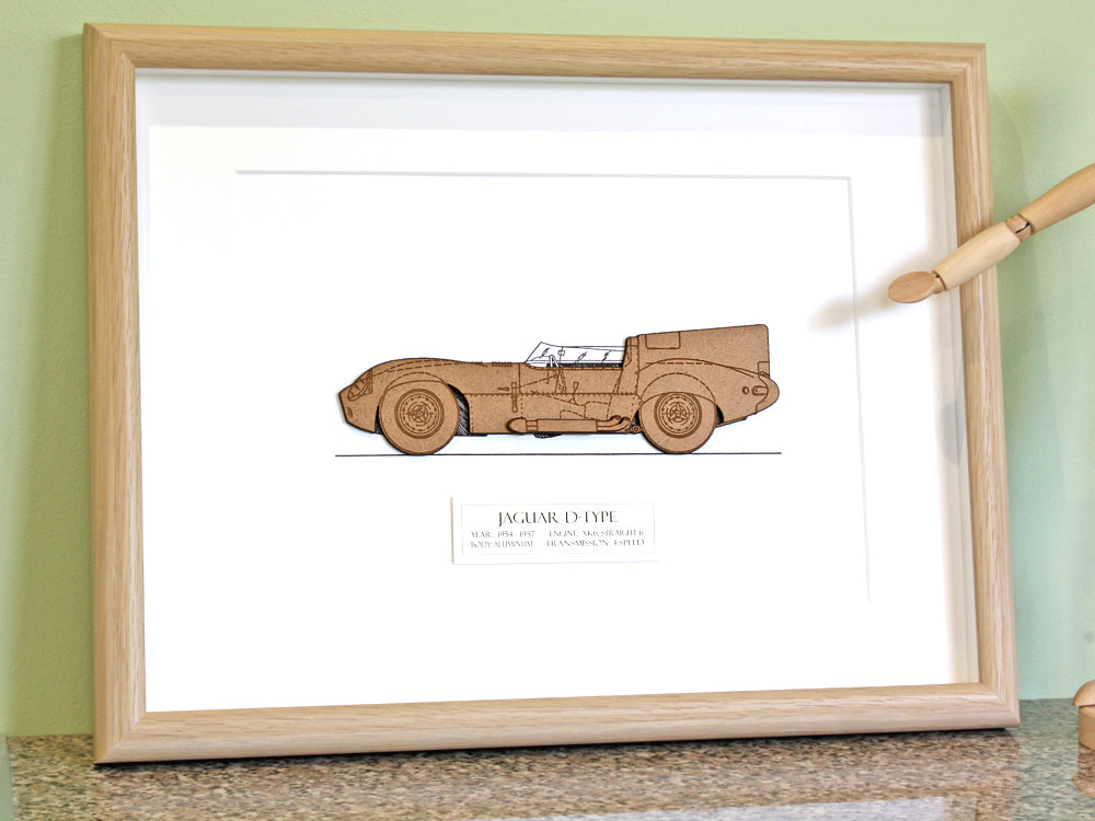 Jaguar D-Type art, Jaguar car gift