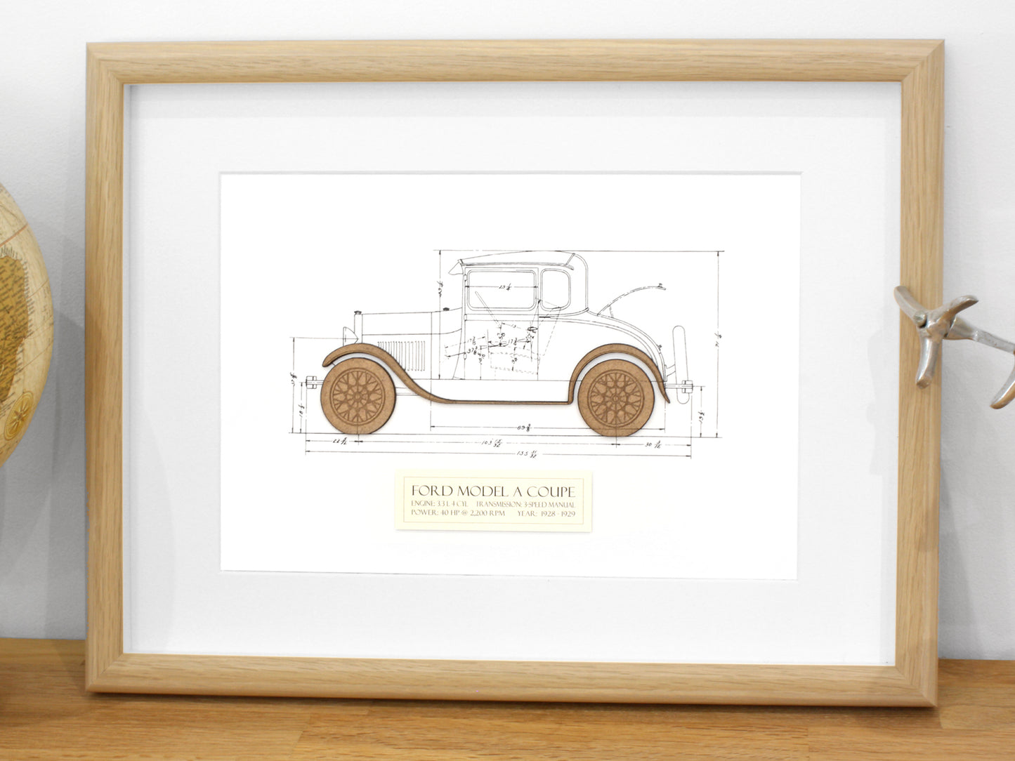 Ford Model A gift, car blueprint art