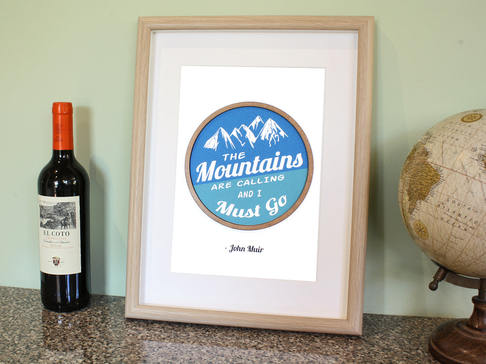 John Muir Mountains Quote wall art, cabin home decor