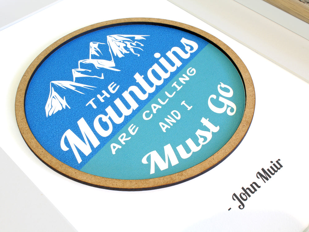 John Muir Mountains Quote wall art, cabin home decor