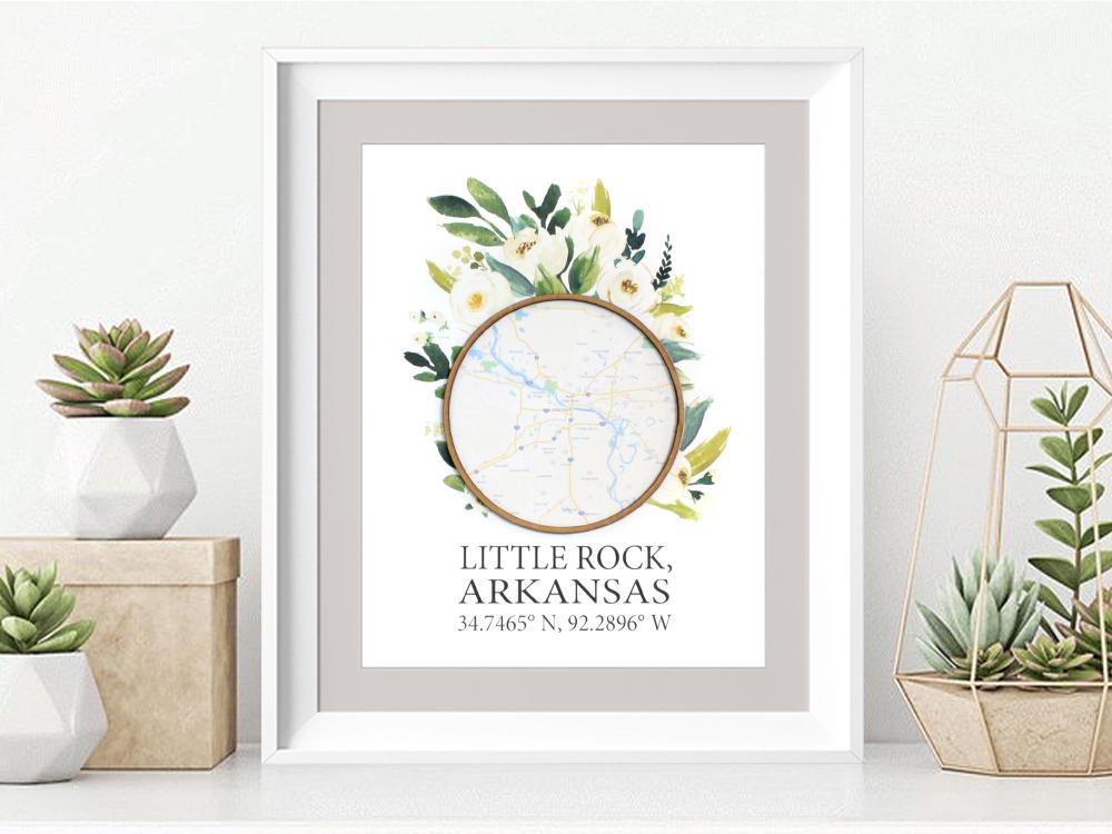 custom map and coordinates art
