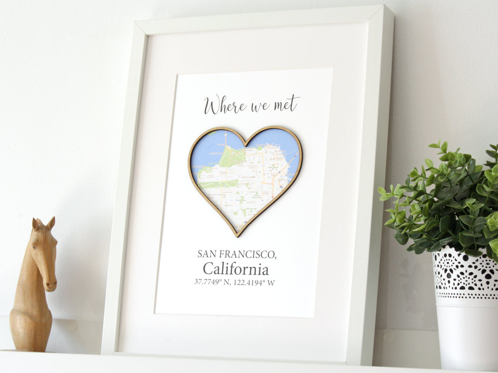 Custom Map Art, Anniversary Gift, Valentines Gift