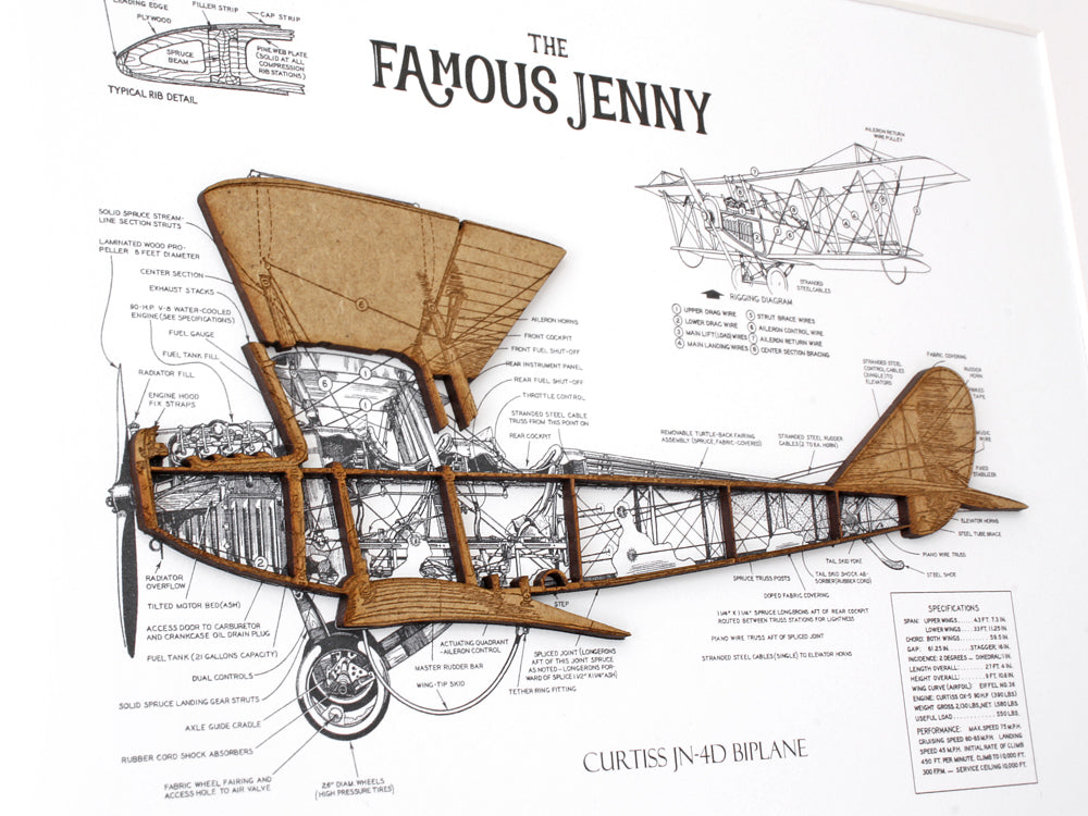 Biplane blueprint wall art, aviation decor