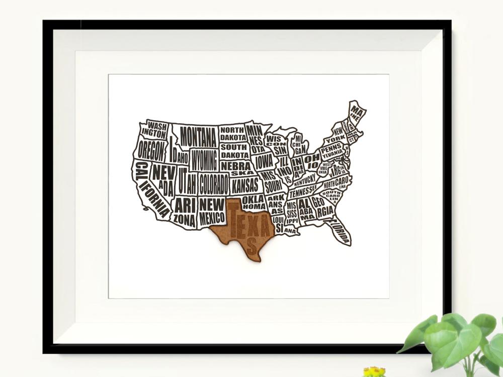 custom usa map wood
